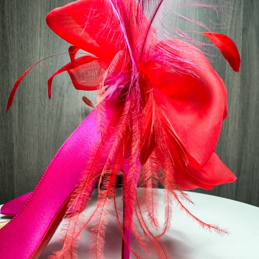Louboutin Anemone Plume pink satin feather heels - Picture 8 of 10